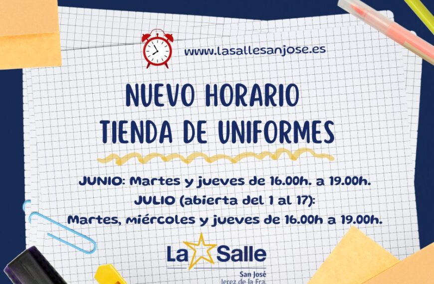 Nuevo horario tienda de uniformes
