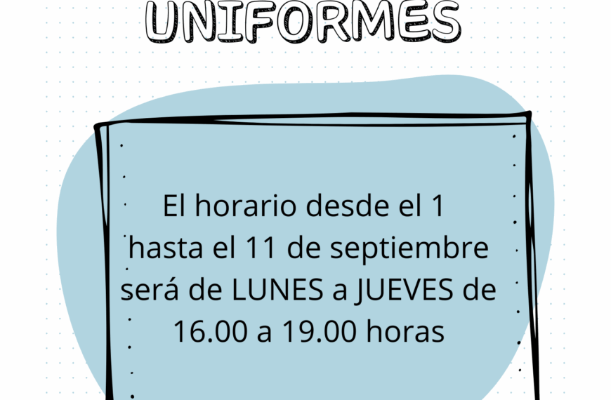HORARIO TIENDA DE UNIFORMES